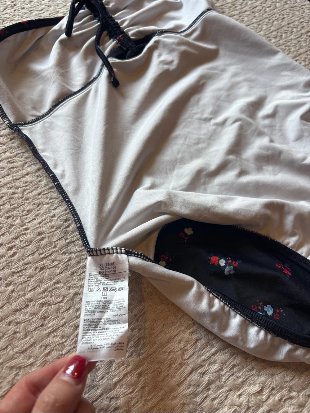 Old Navy One-Piece Swimsuit with Red and White Floral Print
